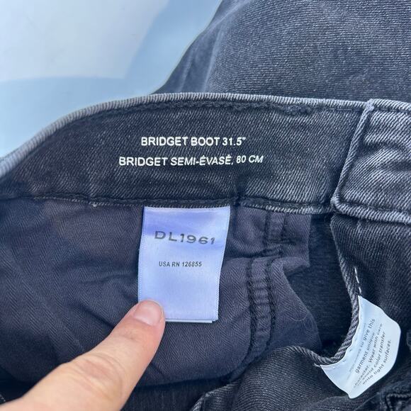 DL1961 Denim Jeans Bridget Boot Cut 31.5” Raw Hem Charcoal Grecian 30 Flare - Picture 10 of 11